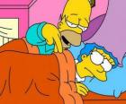Homer y Marge en la cama