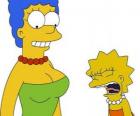 Marge sorprendida viendo como llora Lisa