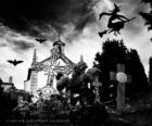 Cementerio en el día de Halloween