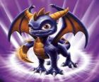 Skylander Spyro, el dragón es un adversario formidable que puede volar y lanzar fuego por la boca. Skylanders Magia