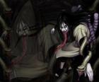 El ninja Orochimaru con las serpientes que forman parte de su cuerpo tras varias modificaciones