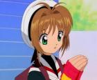 Sakura con el vestido de colegiala