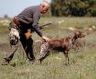 Cazador cazando junto a su perro