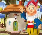 El sabio Orejotas, un duende barbudo que vive en una casa seta