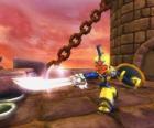 Skylander Chop Chop, un duro guerrero con espada y escudo. Skylanders Muertos Vivientes