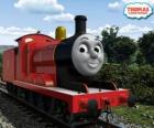 James, la espléndida locomotora número 5 de color rojo