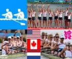 Podio Remo 8 con timonel femenino, Estados Unidos, Canadá y Países Bajos - Londres 2012 -
