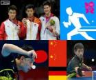 Podio tenis de mesa masculino individual, Zhang Jike, Wang Hao (China) y Dimitrij Ovtcharov (Alemania) - Londres 2012 -