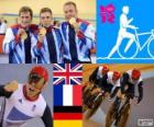 Podio ciclismo de pista velocidad por equipos masculino, Reino Unido, Francia y Alemania - Londres 2012 -