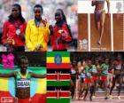 Podio Atletismo 10.000 metros femenino, Tirunesh Dibaba (Etiopía), Sally Kipyego y  Vivian Cheruiyot (Kenia) - Londres 2012 -