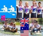 Podio remo 4 sin timonel masculino, Reino Unido, Australia y Estados Unidos - Londres 2012 -