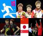 Podio tenis de mesa femenino por equipos, China, Japón y Singapur, Londres 2012