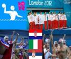 Podio waterpolo masculino, Croacia, Italia y Serbia, Londres 2012