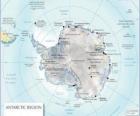 Mapa de la Antártida. El Polo Sur está en el continente antártico