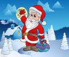 Santa Claus en un paisaje nevado