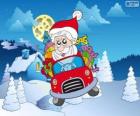 Papá Noel conduciendo un coche