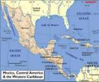 Mapa de México y América Central. Centroamérica, subcontinente que conecta América del Norte y América del Sur