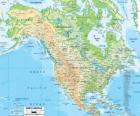 Mapa de América del Norte. Norteamérica formada por los países de Canadá, Estados Unidos y México