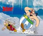 Astérix y Obélix con el perro Ideafix