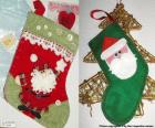Calcetines navideños decorados con Papá Noel