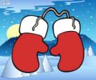 Guantes de Papá Noel. Manoplas de rojos y blancos