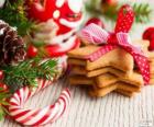 Bastón de caramelo y galletas para navidad 
