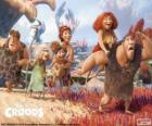 Los seis miembros de la familia Croods