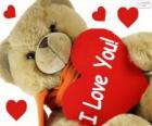 Osito de peluche con corazones para el día de los enamorados