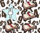 Número 4 dentro de una estrella con cuatro libros abiertos