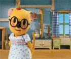 Mitzi el posum con un bonito vestido