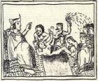 Moctezuma en el trono. El Huey Tlatoani, el gobernante del antiguo pueblo mexica o azteca