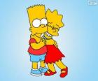Lisa y Bart abrazados como buenos hermanos