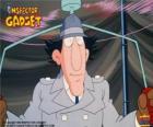 El Inspector Gadget usando uno de sus gadgets, el Gadgetocóptero o el helicóptero del sombrero