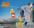 El Inspector Gadget con su sobrina Sophie o Penny y su perro Sultán o Cerebro