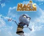 Zeebad, el malvado hechicero, un muñeco dentro de una caja de sorpresa