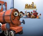 El tren, una de los juguetes mágicos en la película de Dougal, el Tiovivo Mágico