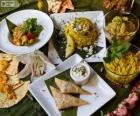 Varios platos de cocina internacional