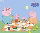 Peppa Pig y su familia hacen un picnic