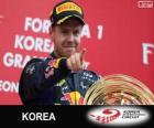 Sebastian Vettel celebra su victoria en el Gran Premio de Corea 2013