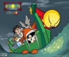 Los guerreros Xiaolin y el dragón Dojo transformado en un barco