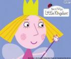 La cara de la pequeña hada, la princesa Holly con su corona