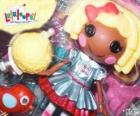 Dot Starlight de Lalaloopsy con su mascota, un pájaro