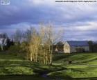 Paisaje con una granja granero