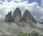 Las Tres Cimas de Lavaredo, uno de los grupos montañoso más conocido de los Alpes, Italia