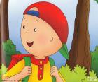Caillou contento de camino a la escuela