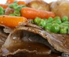 Fricandó de ternera con guisantes y zanahoria 