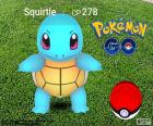 El Pokémon Squirtle localizado a punto de ser atrapado por la Pokéball, Pokémon GO