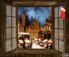 Abriendo la ventana vemos un hermoso mercadillo de Navidad