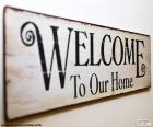 Cartel decorativo, Bienvenido a nuestro hogar, Welcome To Our Home
