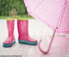 Botas y paraguas de color rosa, para los días de lluvia